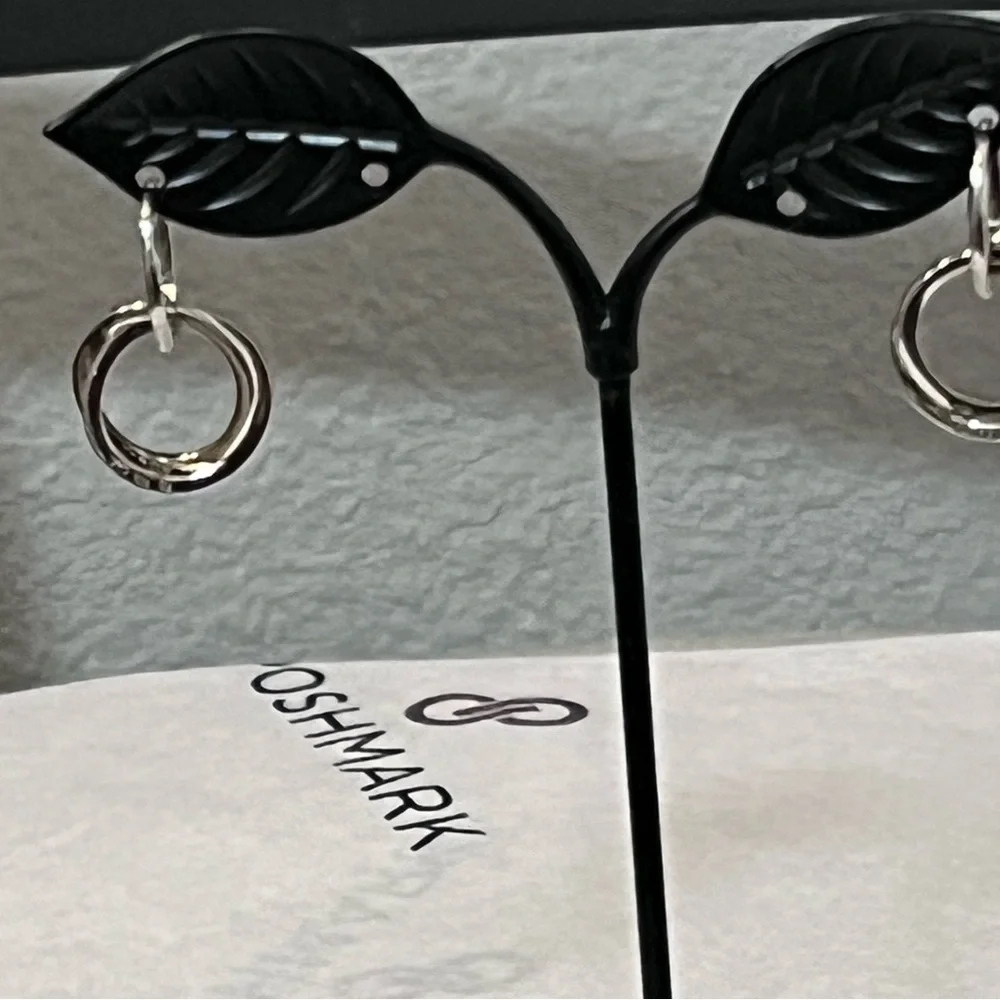 MIADORA LOVED AUTHENTIC STERLING SILVER NATURAL WHITE DIAMOND DANGLING EARRINGS
